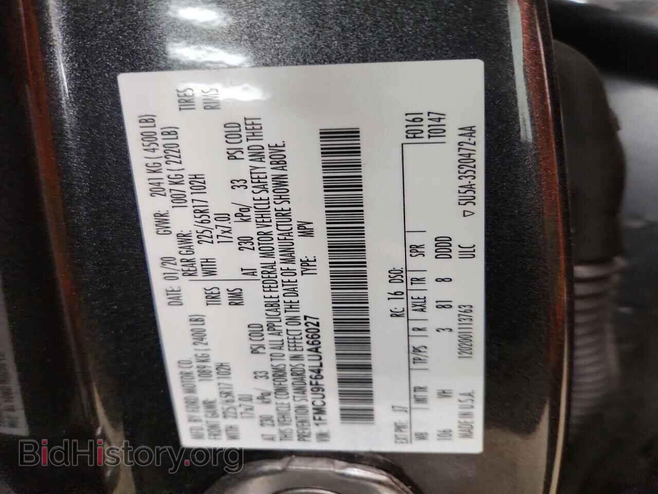 2020 FORD ESCAPE - VIN: 1FMCU9F64LUA66027 - Photo 14