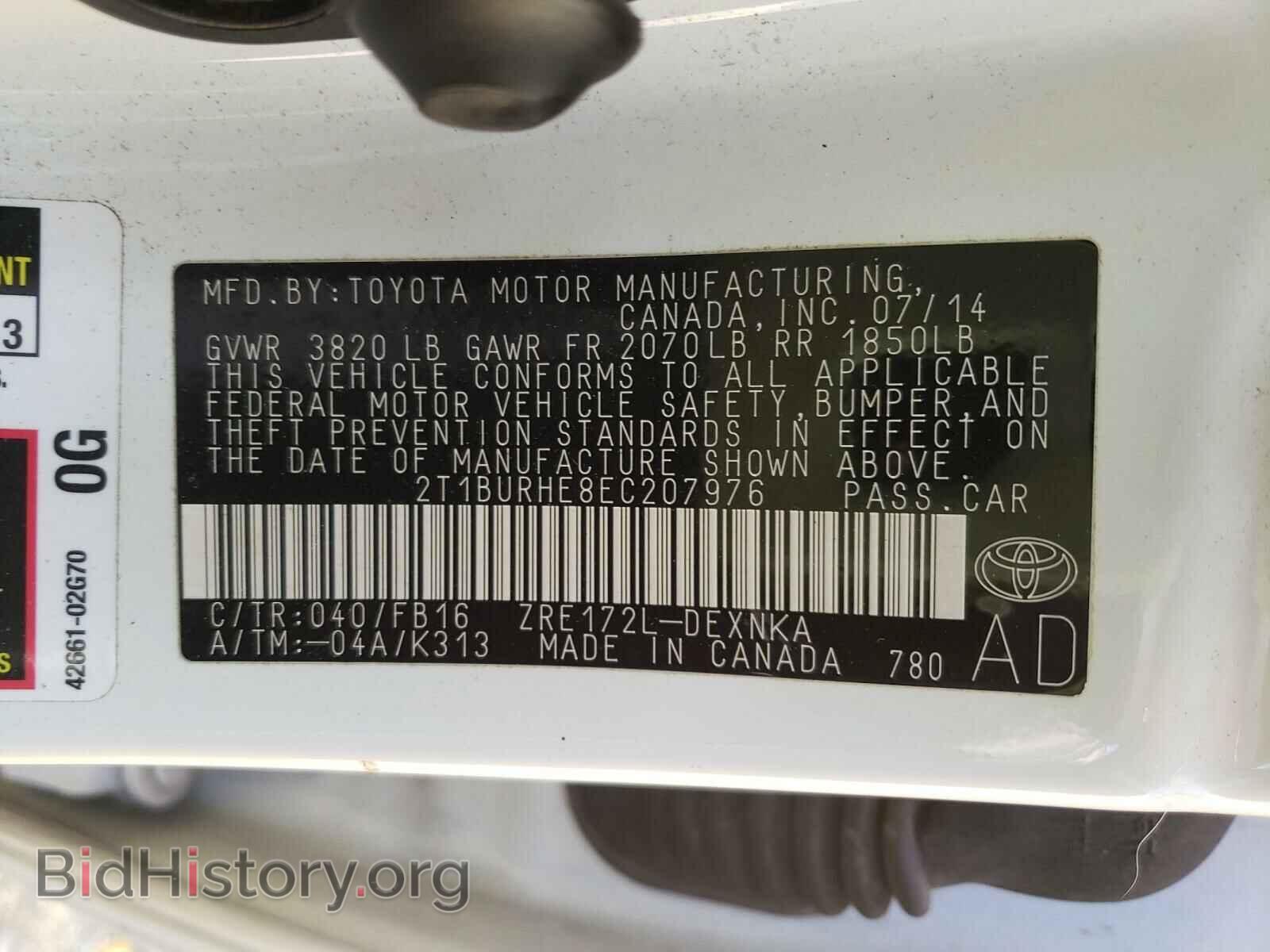 2014 TOYOTA COROLLA - VIN: 2T1BURHE8EC207976 - Photo 10