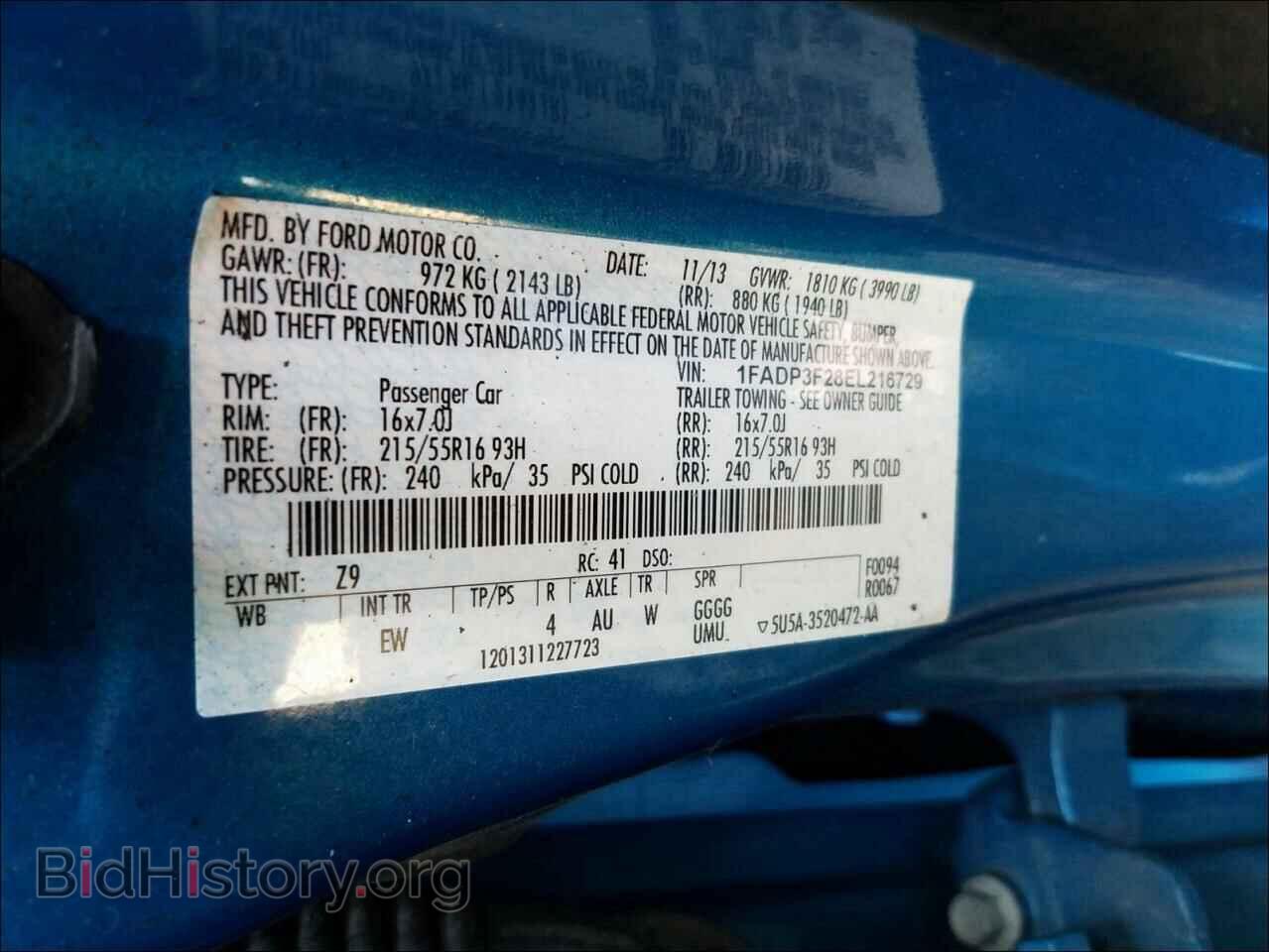 2014 FORD FOCUS - VIN: 1FADP3F28EL216729 - Фото 10