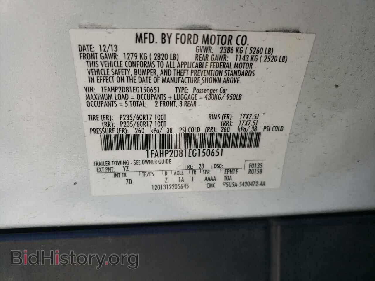 2014 FORD TAURUS - VIN: 1FAHP2D81EG150651 - Фото 12