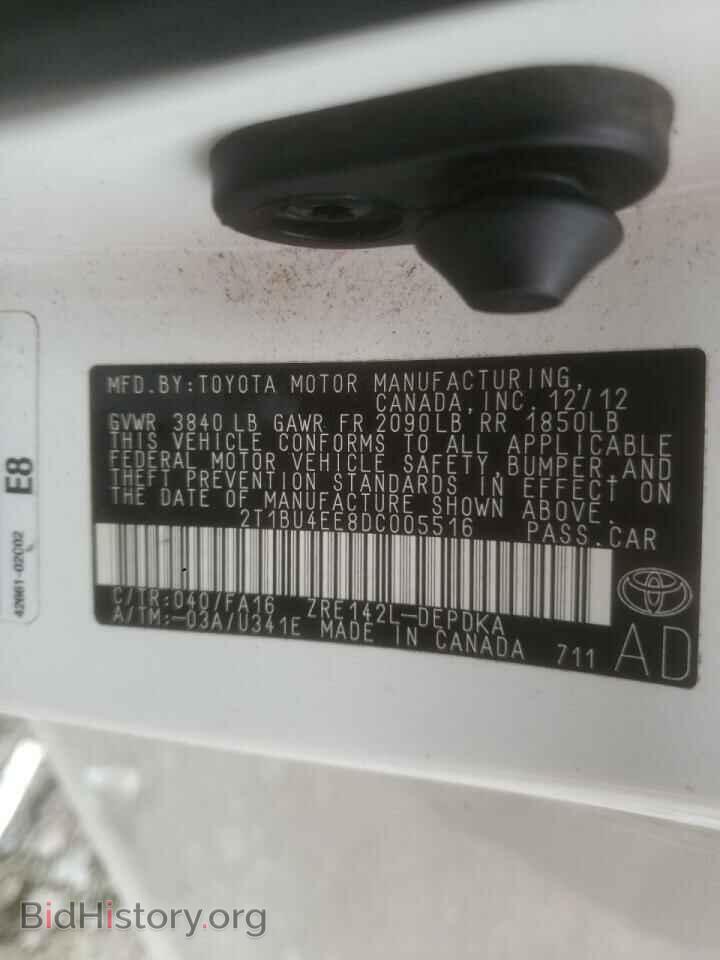 2013 TOYOTA COROLLA - VIN: 2T1BU4EE8DC005516 - Фото 10