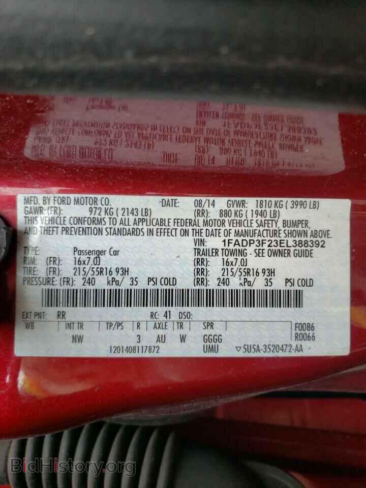 2014 FORD FOCUS - VIN: 1FADP3F23EL388392 - Фото 10