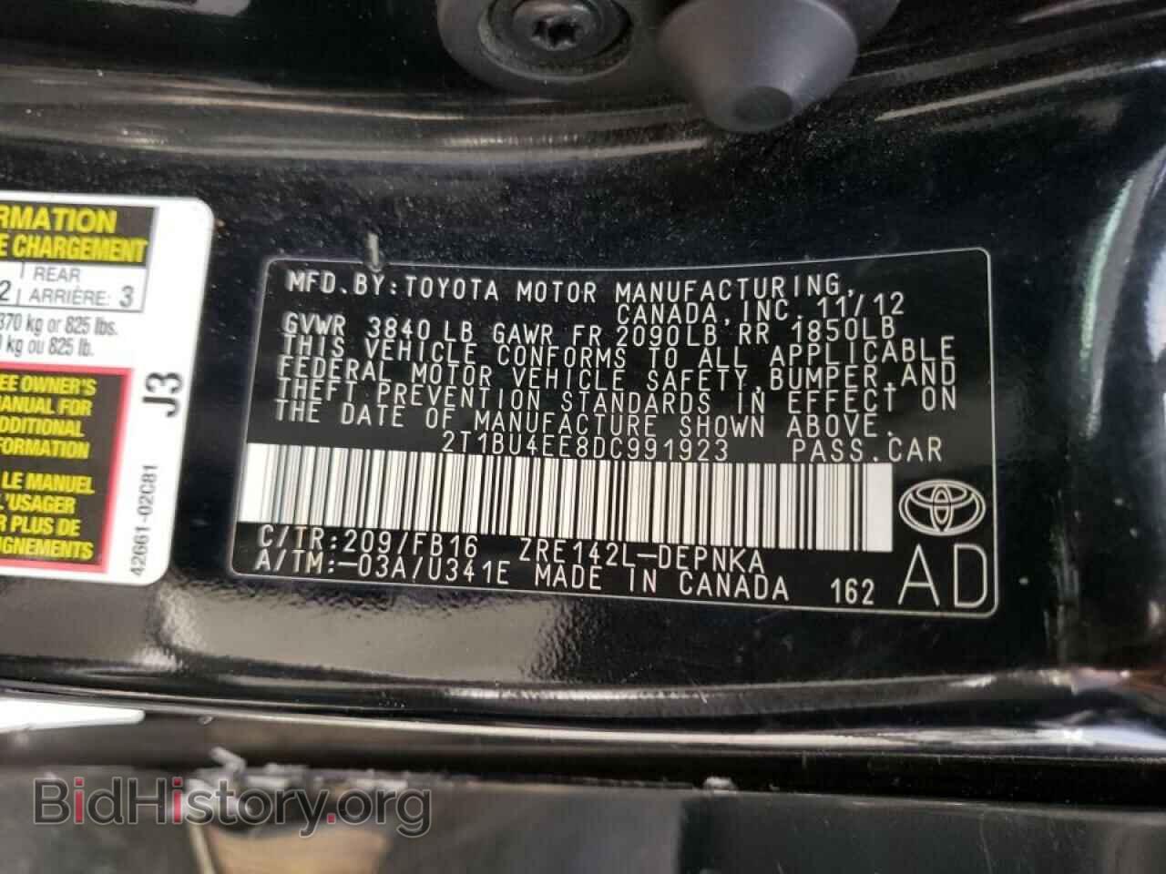 2013 TOYOTA COROLLA - VIN: 2T1BU4EE8DC991923 - Фото 10