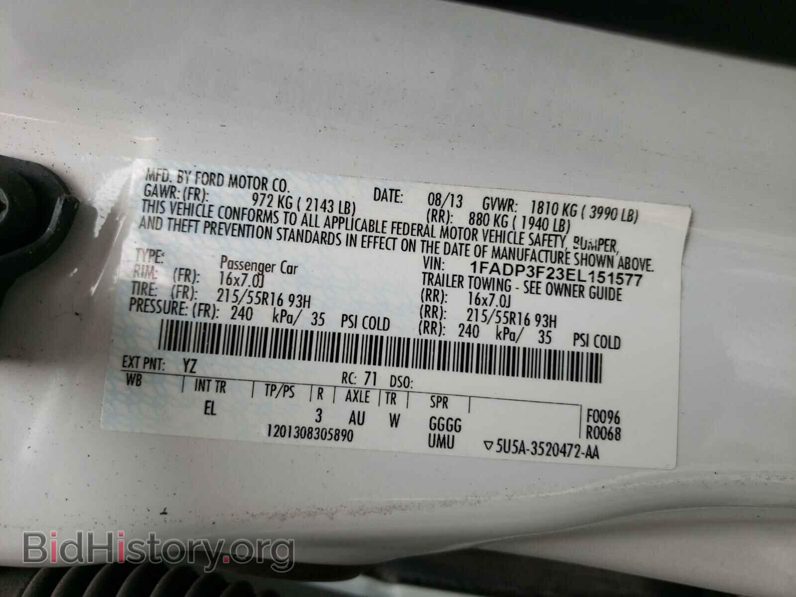 2014 FORD FOCUS - VIN: 1FADP3F23EL151577 - Фото 10