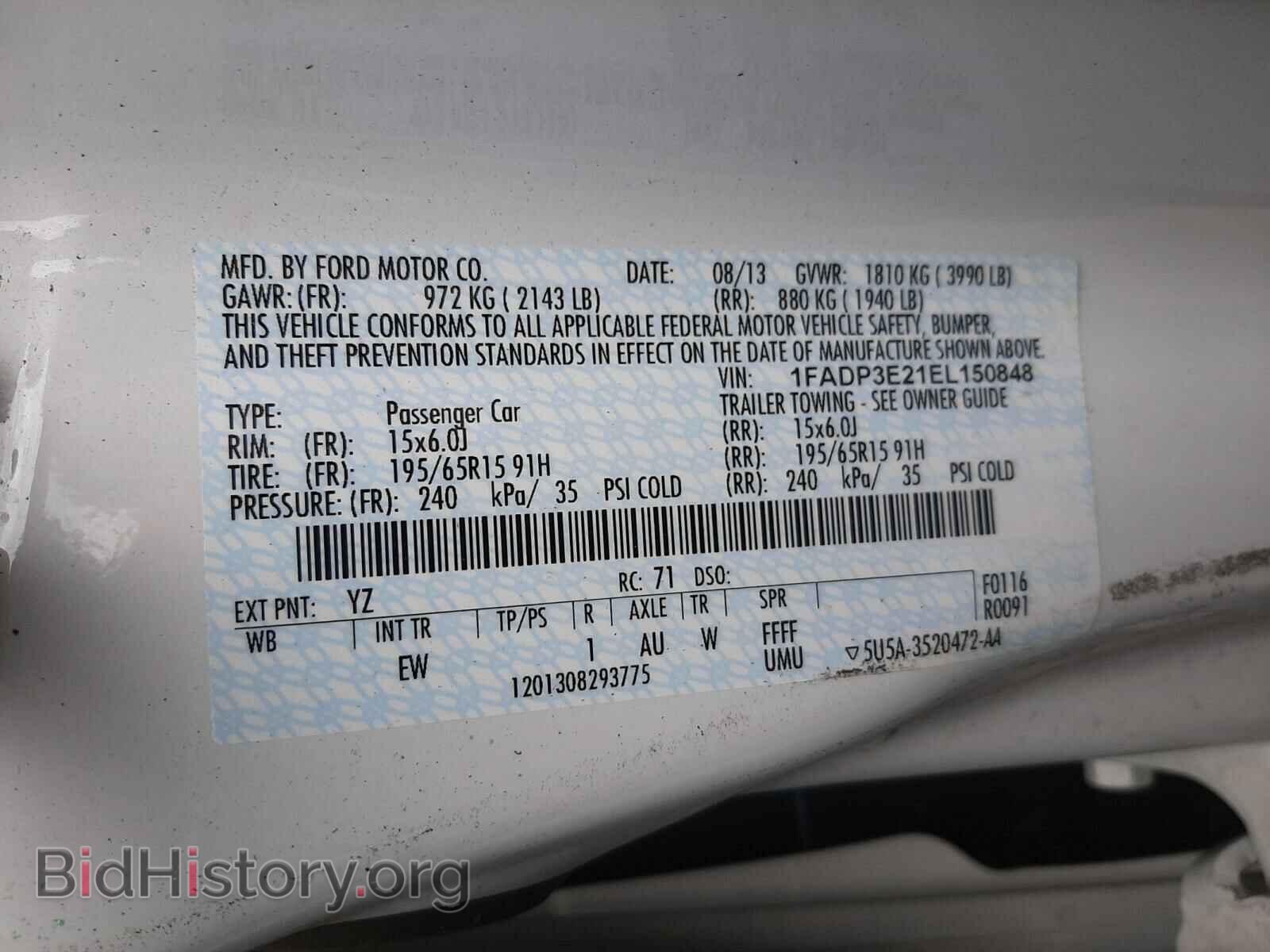 2014 FORD FOCUS - VIN: 1FADP3E21EL150848 - Фото 10
