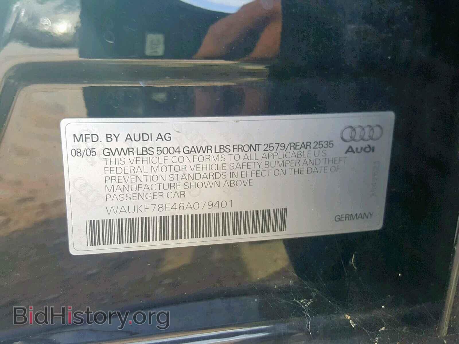2006 AUDI A4 - VIN: WAUKF78E46A079401 - Photo 10
