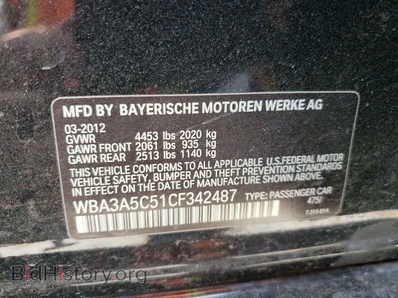2012 BMW 3 SERIES - VIN: WBA3A5C51CF342487 - Фото 12