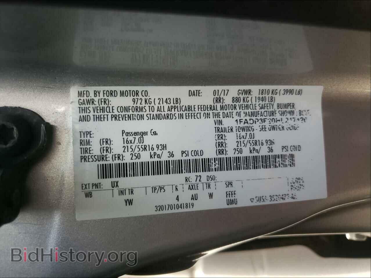 2017 FORD FOCUS - VIN: 1FADP3F20HL217426 - Фото 10