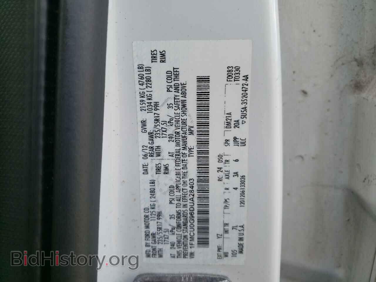 2013 FORD ESCAPE - VIN: 1FMCU0G96DUA28403 - Фото 10