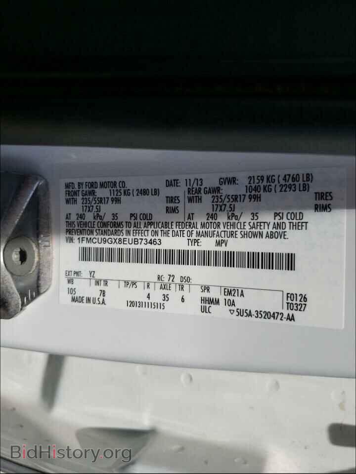 2014 FORD ESCAPE - VIN: 1FMCU9GX8EUB73463 - Фото 10