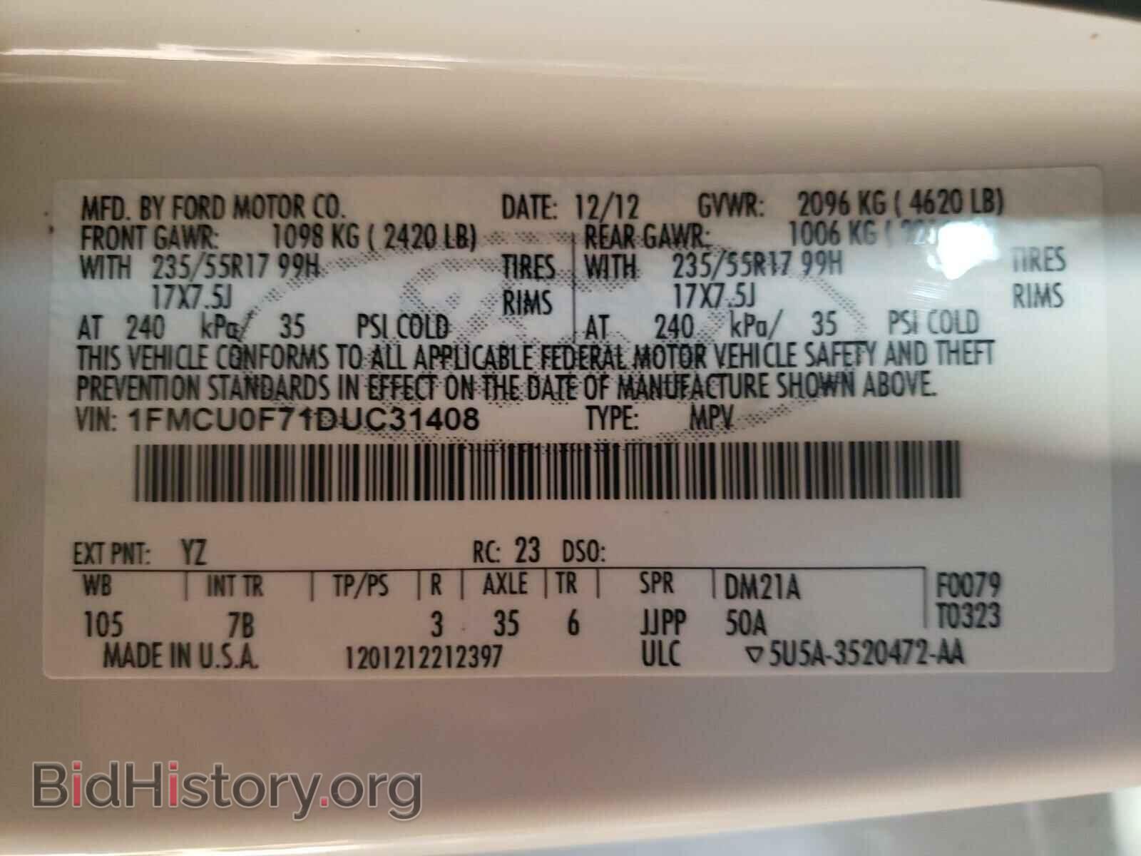 2013 FORD ESCAPE - VIN: 1FMCU0F71DUC31408 - Photo 10