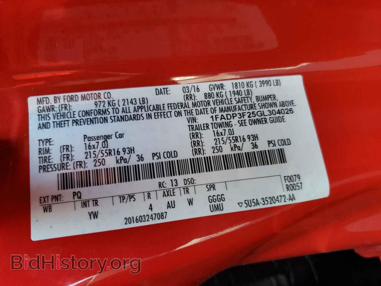 2016 FORD FOCUS - VIN: 1FADP3F25GL304026 - Фото 10