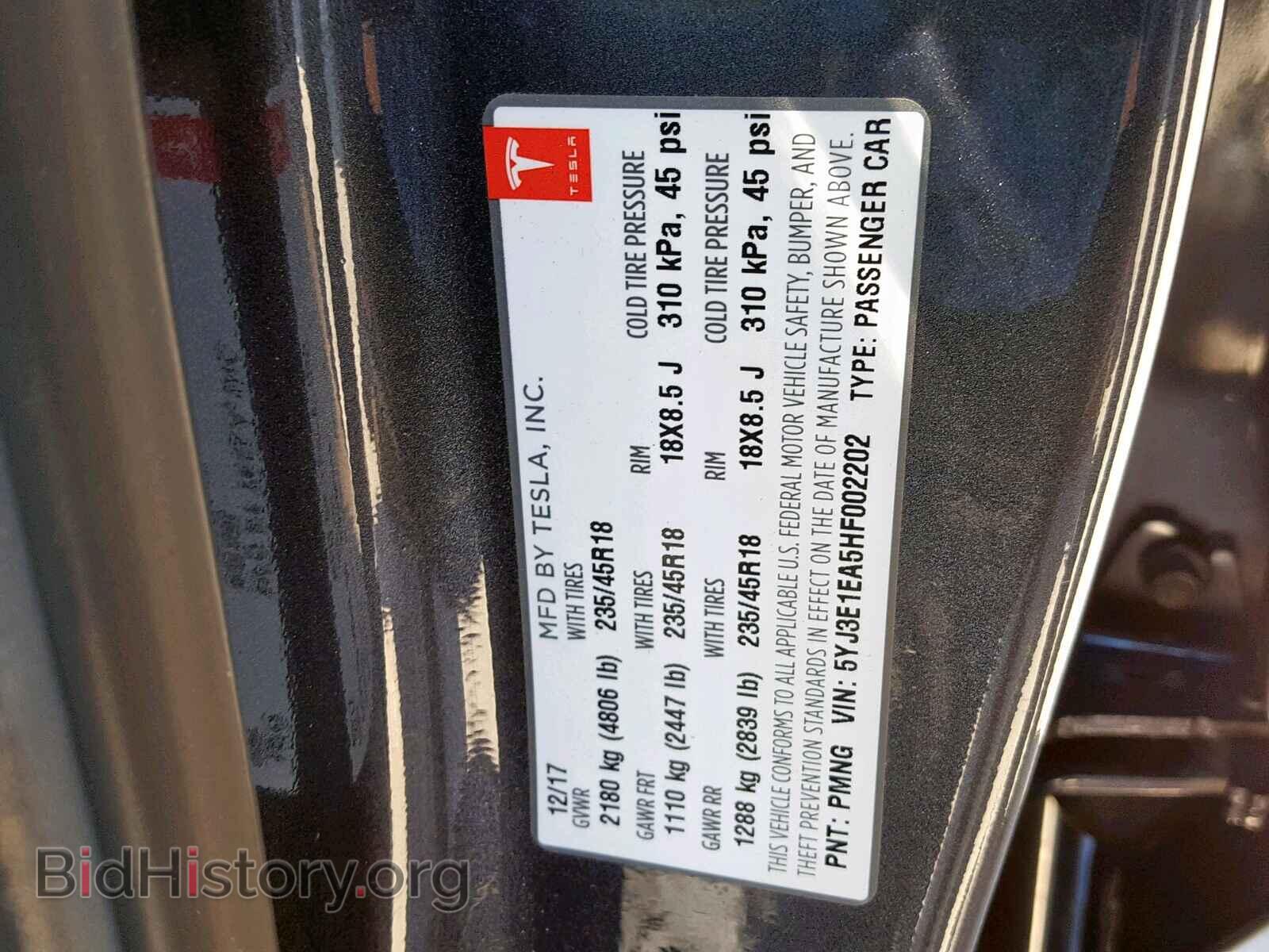 2017 TESLA MODEL 3 - VIN: 5YJ3E1EA5HF002202 - Photo 10