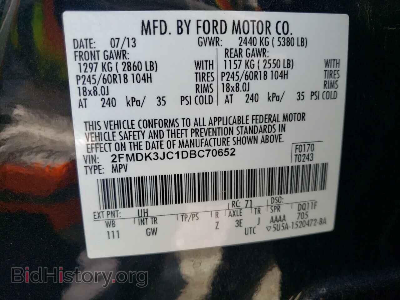 2013 FORD EDGE - VIN: 2FMDK3JC1DBC70652 - Фото 10