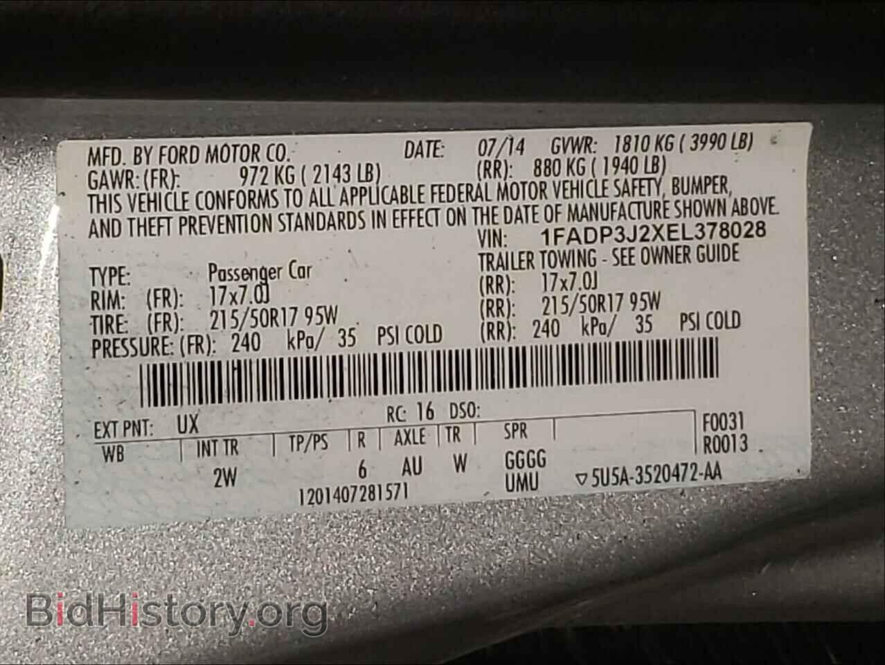 2014 FORD FOCUS - VIN: 1FADP3J2XEL378028 - Фото 10
