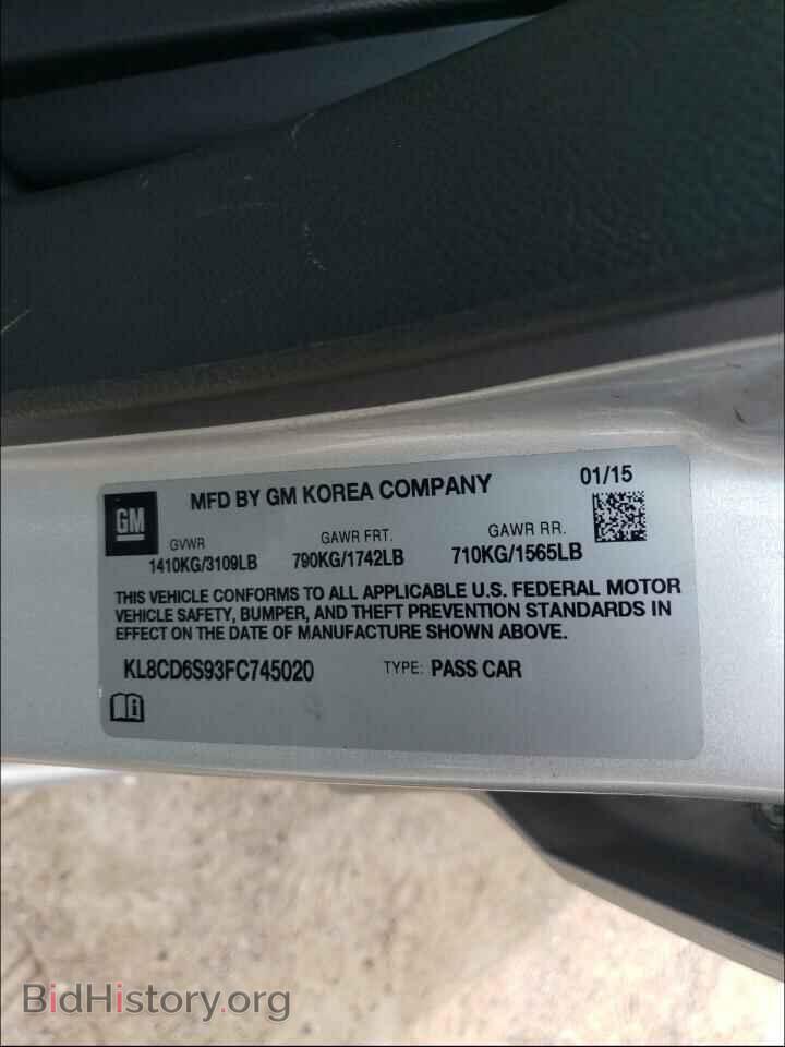 2015 CHEVROLET SPARK - VIN: KL8CD6S93FC745020 - Фото 10