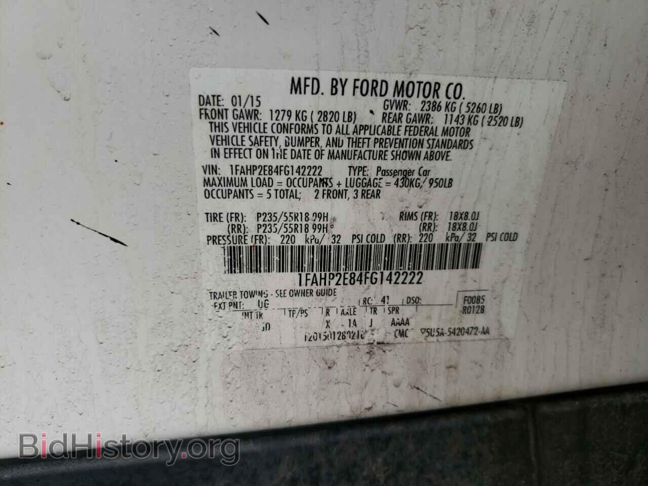 2015 FORD TAURUS - VIN: 1FAHP2E84FG142222 - Фото 10