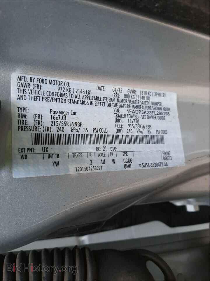 2015 FORD FOCUS - VIN: 1FADP3K23FL295198 - Фото 10