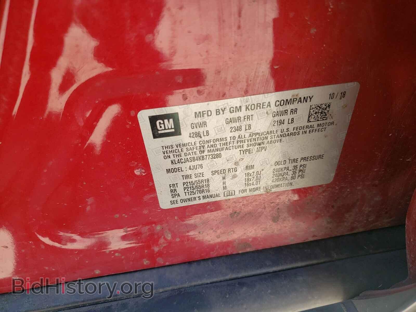 2019 BUICK ENCORE - VIN: KL4CJASB4KB773280 - Фото 10
