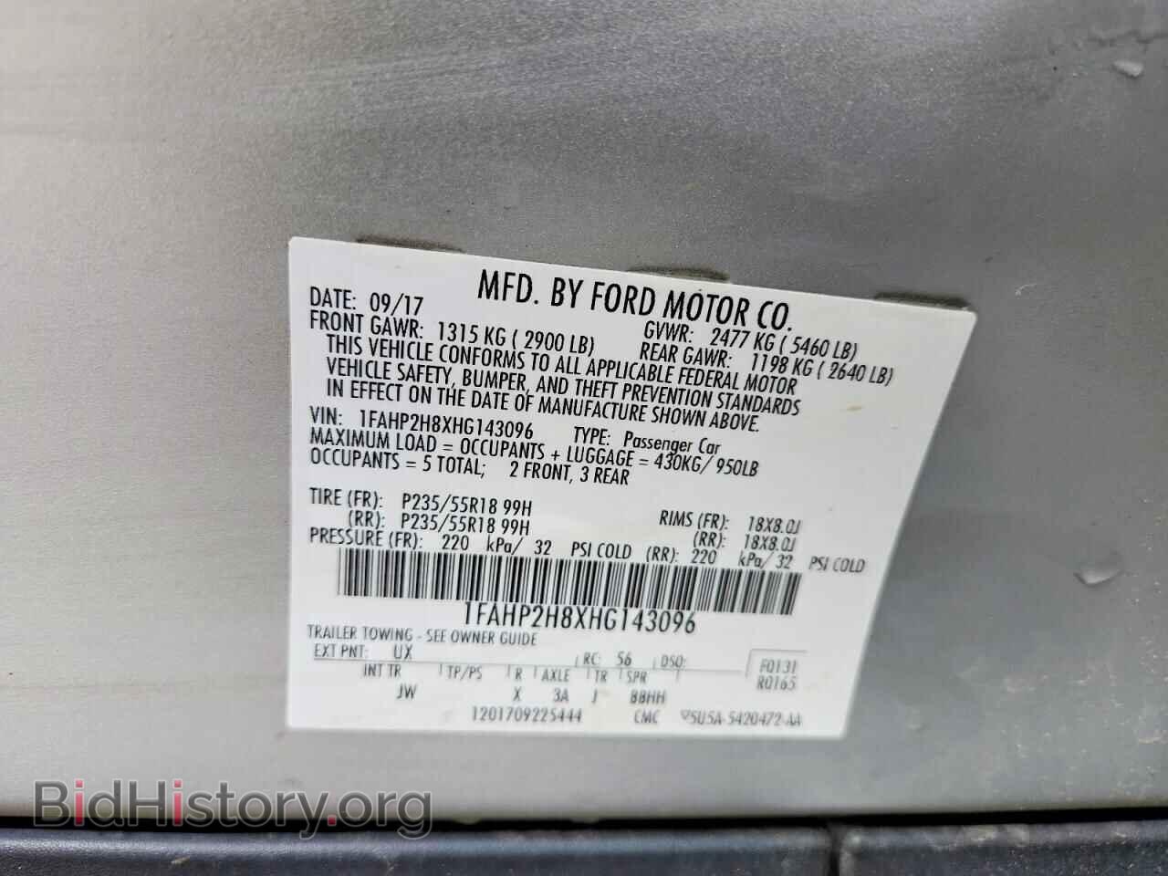 2017 FORD TAURUS - VIN: 1FAHP2H8XHG143096 - Фото 12