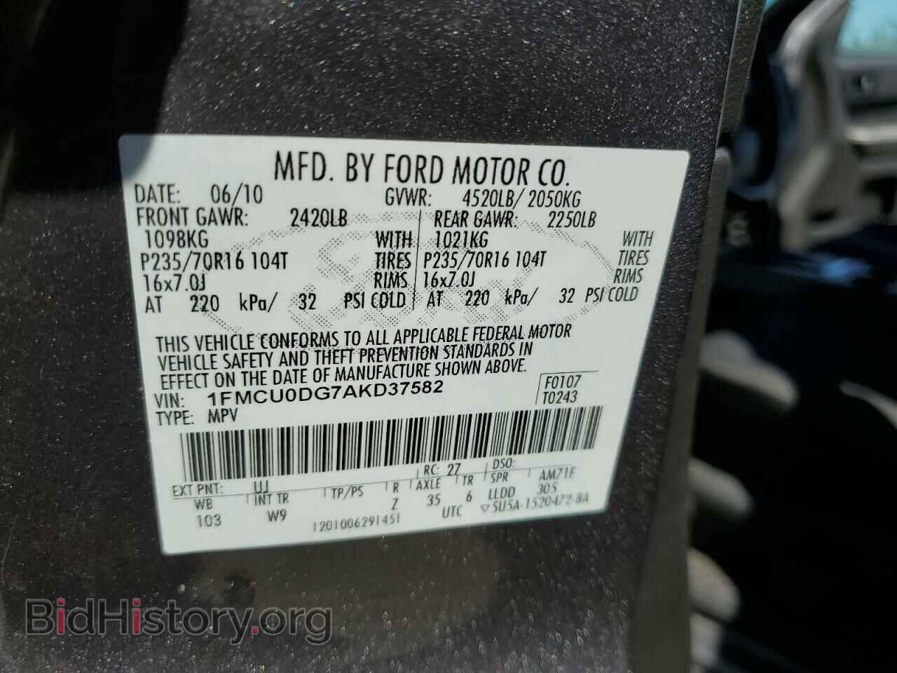 2010 FORD ESCAPE - VIN: 1FMCU0DG7AKD37582 - Photo 12