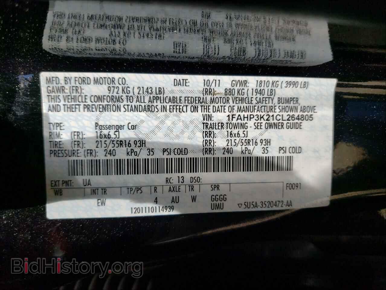 2012 FORD FOCUS - VIN: 1FAHP3K21CL264805 - Фото 10