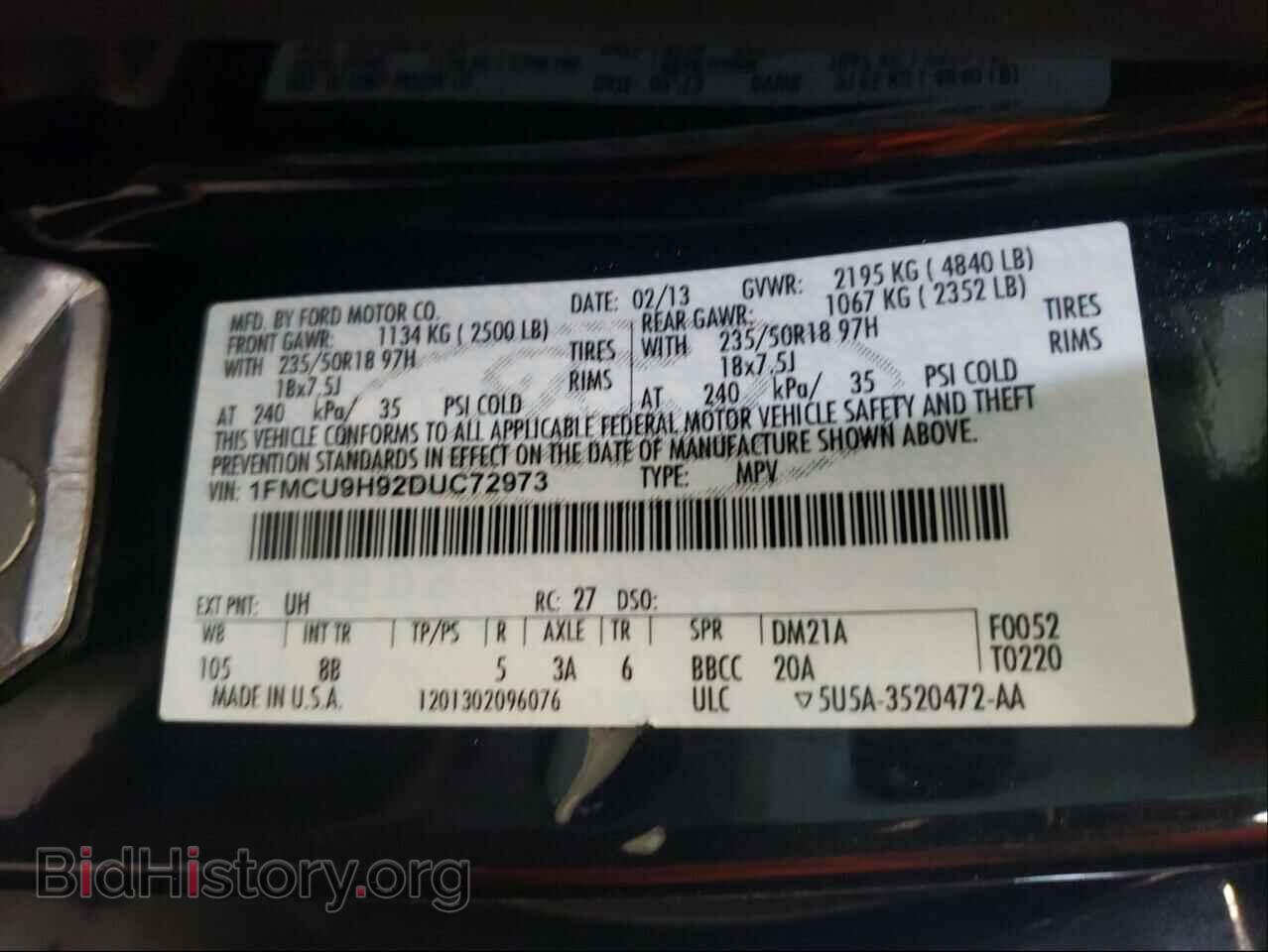 2013 FORD ESCAPE - VIN: 1FMCU9H92DUC72973 - Фото 10
