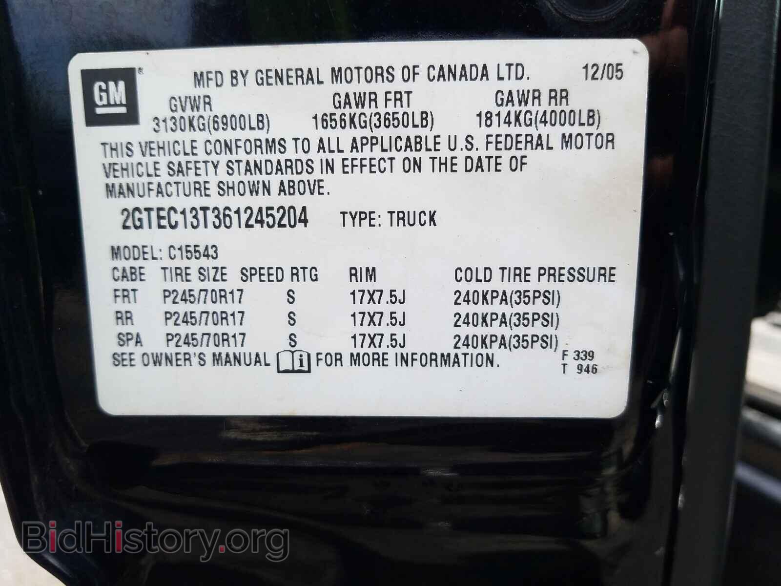 2006 GMC SIERRA - VIN: 2GTEC13T361245204 - Фото 10