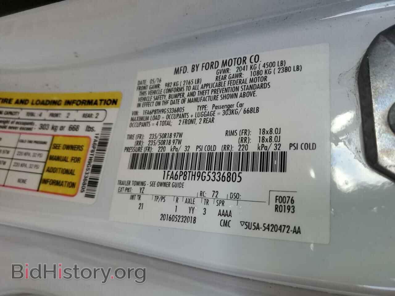 2016 FORD ALL Models - VIN: 1FA6P8TH9G5336805 - Фото 13