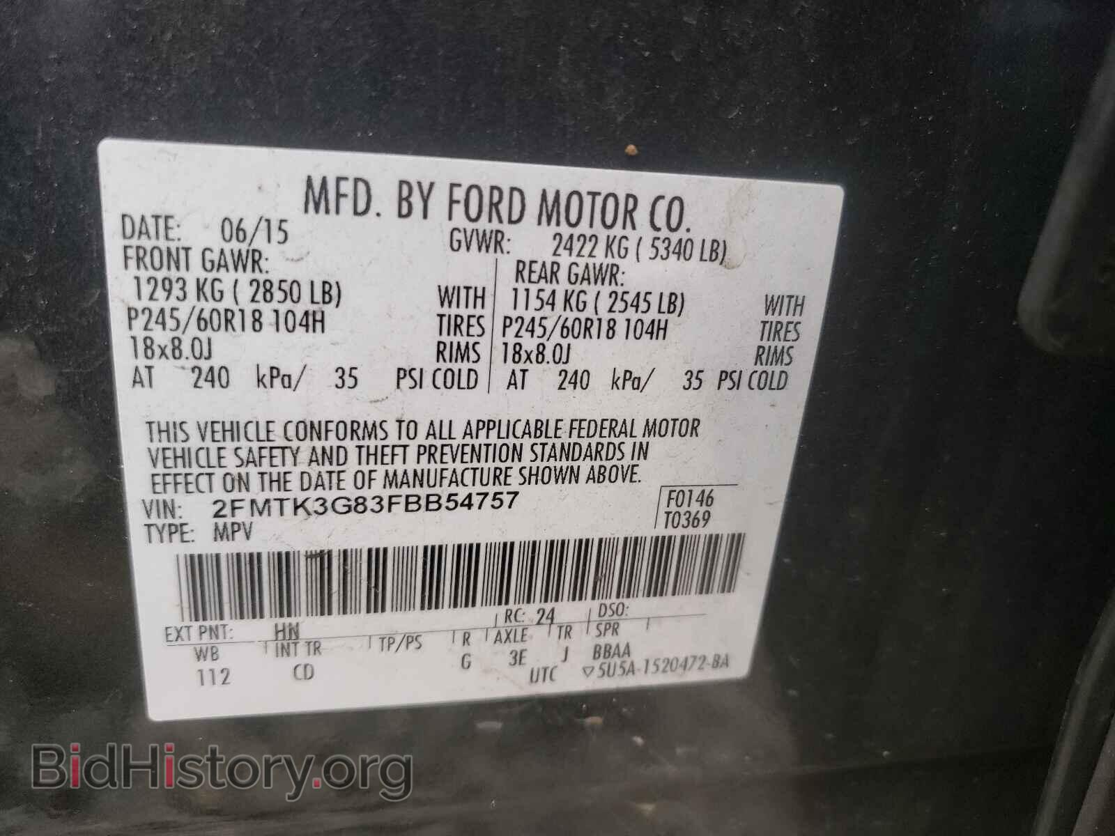 2015 FORD EDGE - VIN: 2FMTK3G83FBB54757 - Photo 10