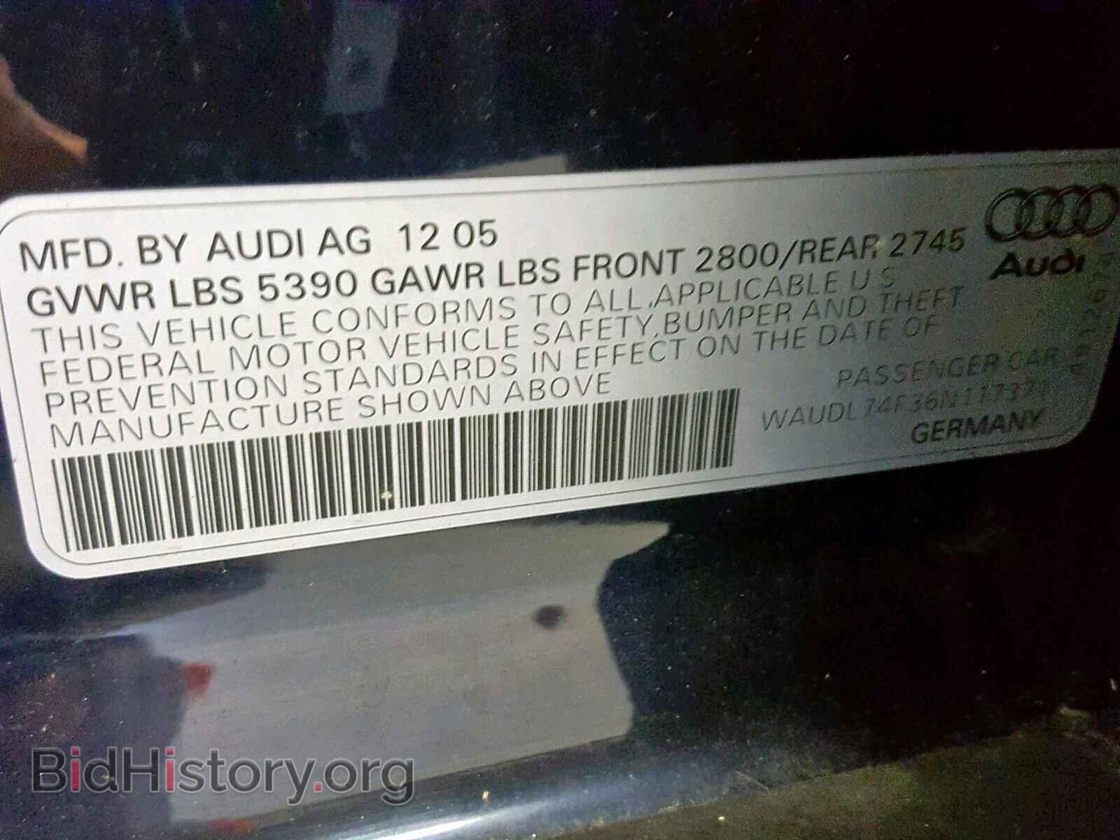 2006 AUDI A6 - VIN: WAUDL74F36N117371 - Фото 10