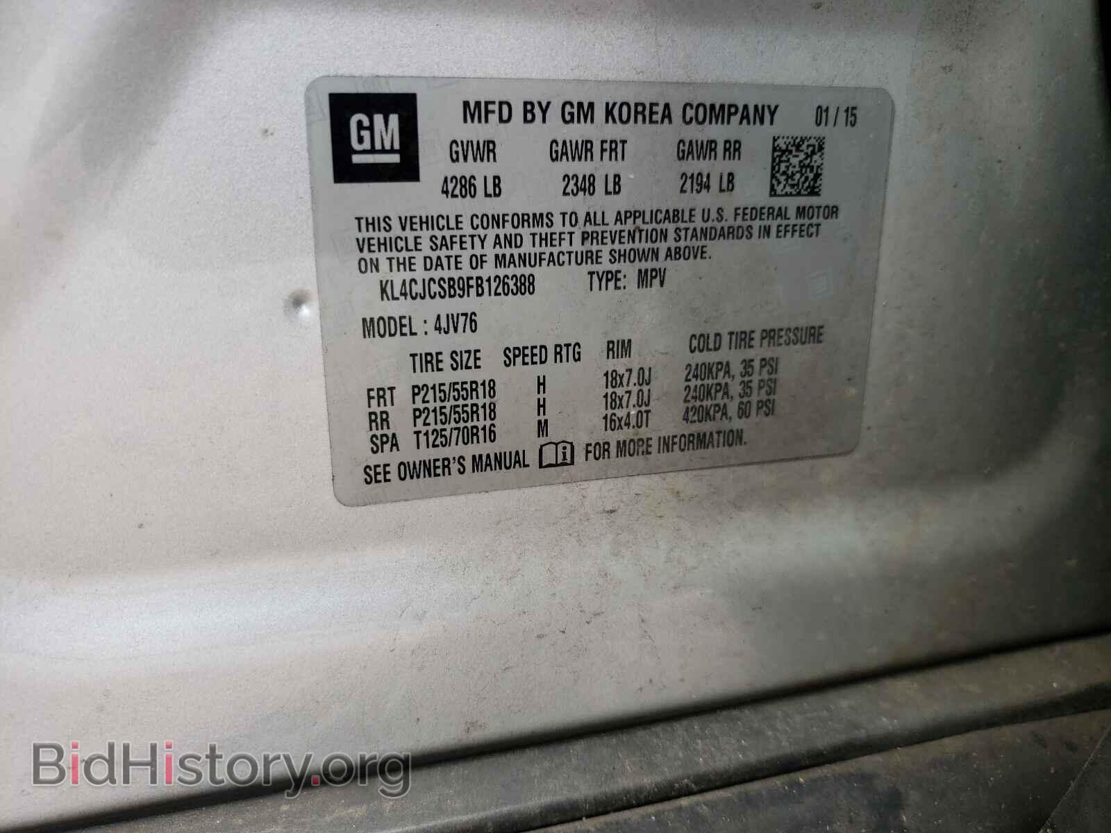 2015 BUICK ENCORE - VIN: KL4CJCSB9FB126388 - Фото 10