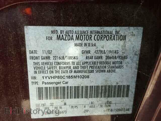 2008 MAZDA 6 - VIN: 1YVHP80C185M10208 - Фото 10