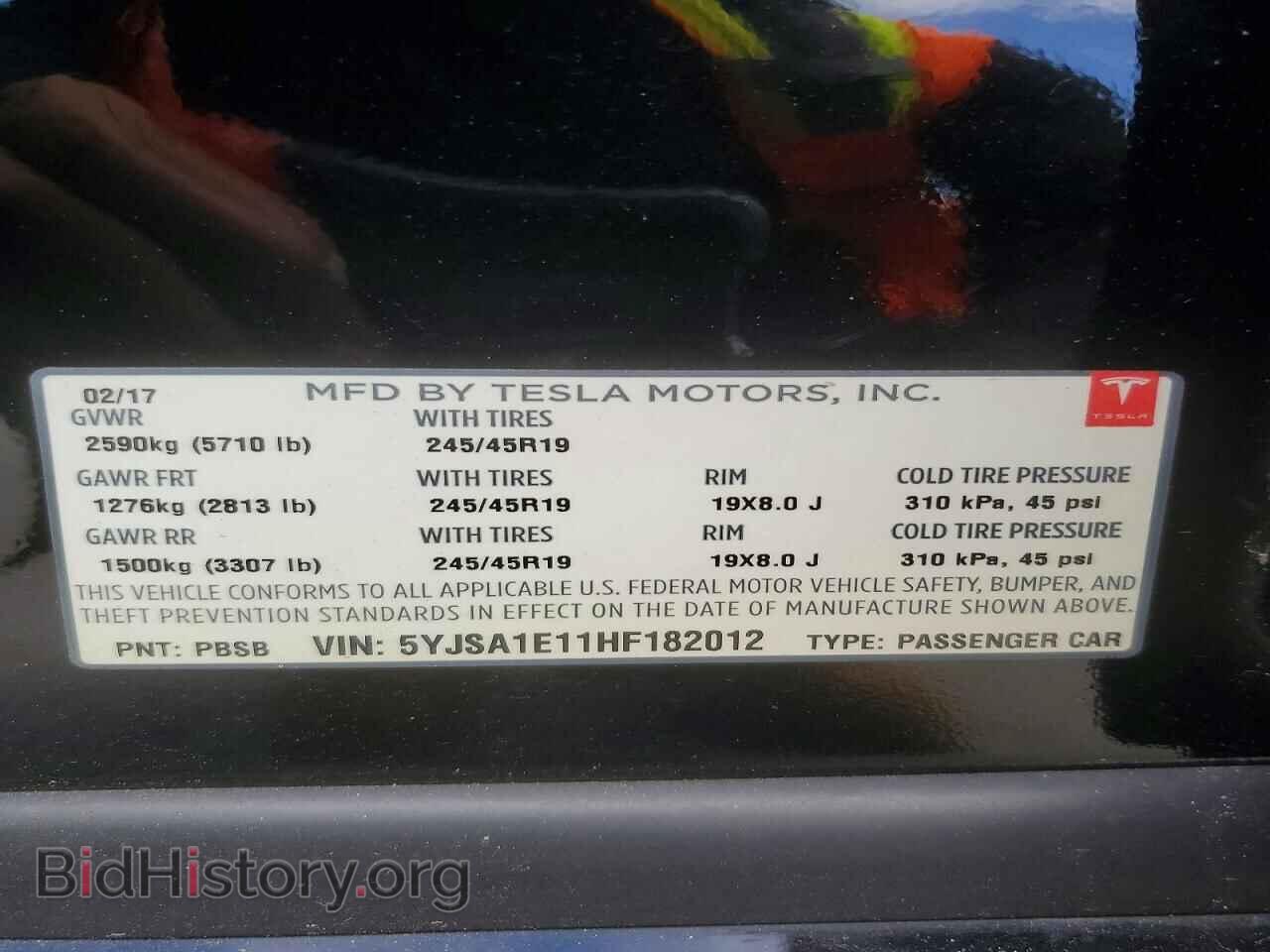 2017 TESLA MODEL S - VIN: 5YJSA1E11HF182012 - Фото 12