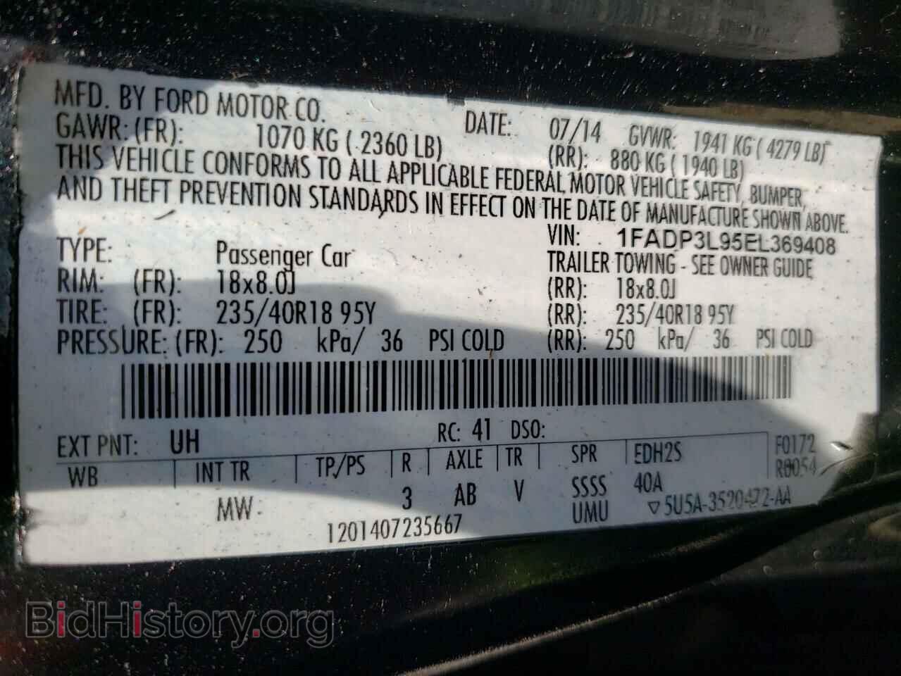2014 FORD FOCUS - VIN: 1FADP3L95EL369408 - Фото 10