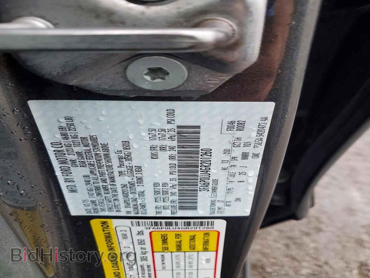 2016 FORD FUSION - VIN: 3FA6P0LU4GR201260 - Фото 12