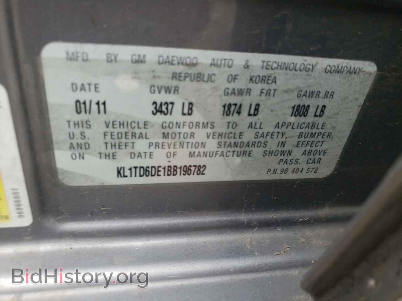 2011 CHEVROLET AVEO - VIN: KL1TD6DE1BB196782 - Фото 10