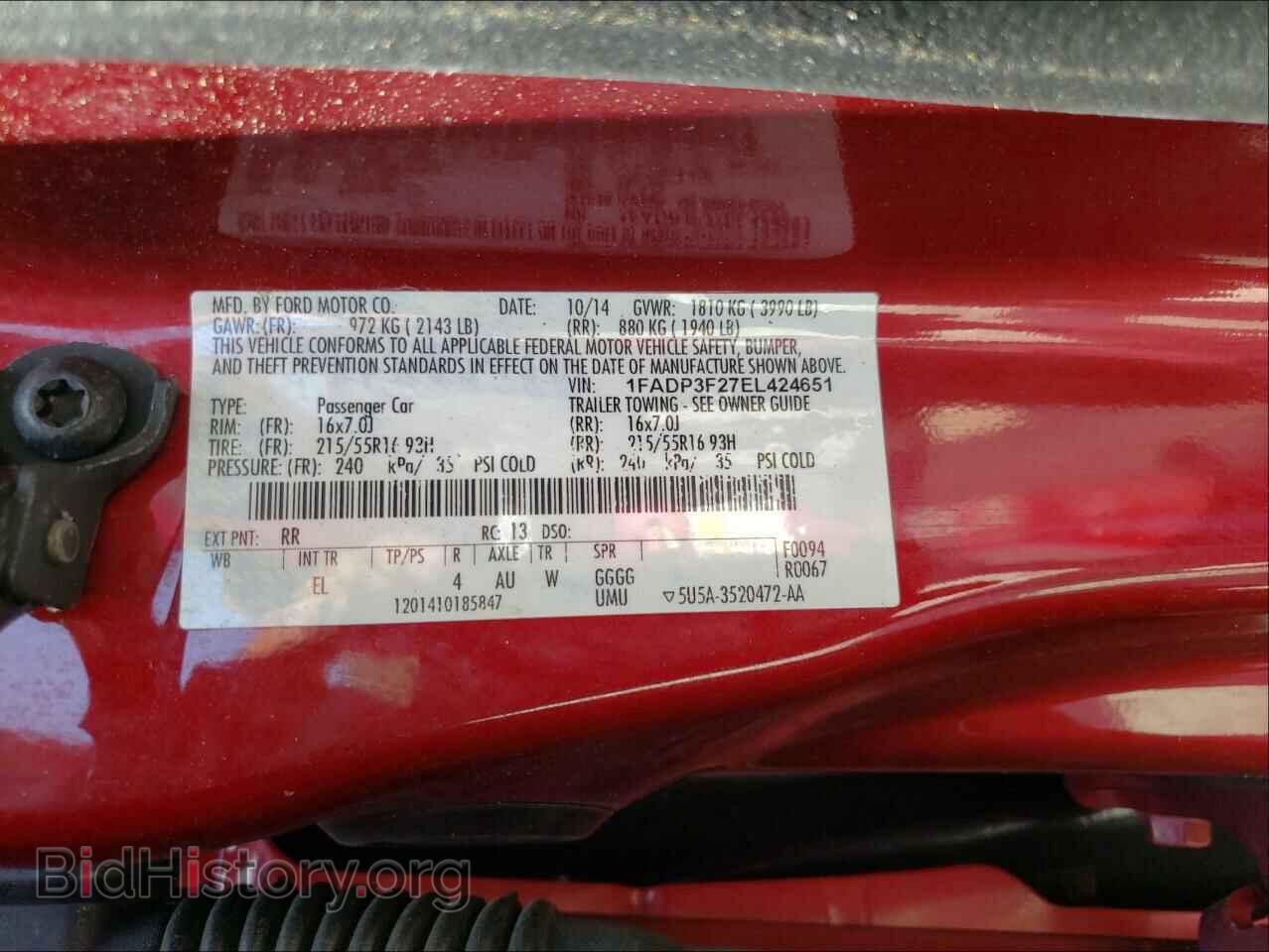 2014 FORD FOCUS - VIN: 1FADP3F27EL424651 - Фото 10