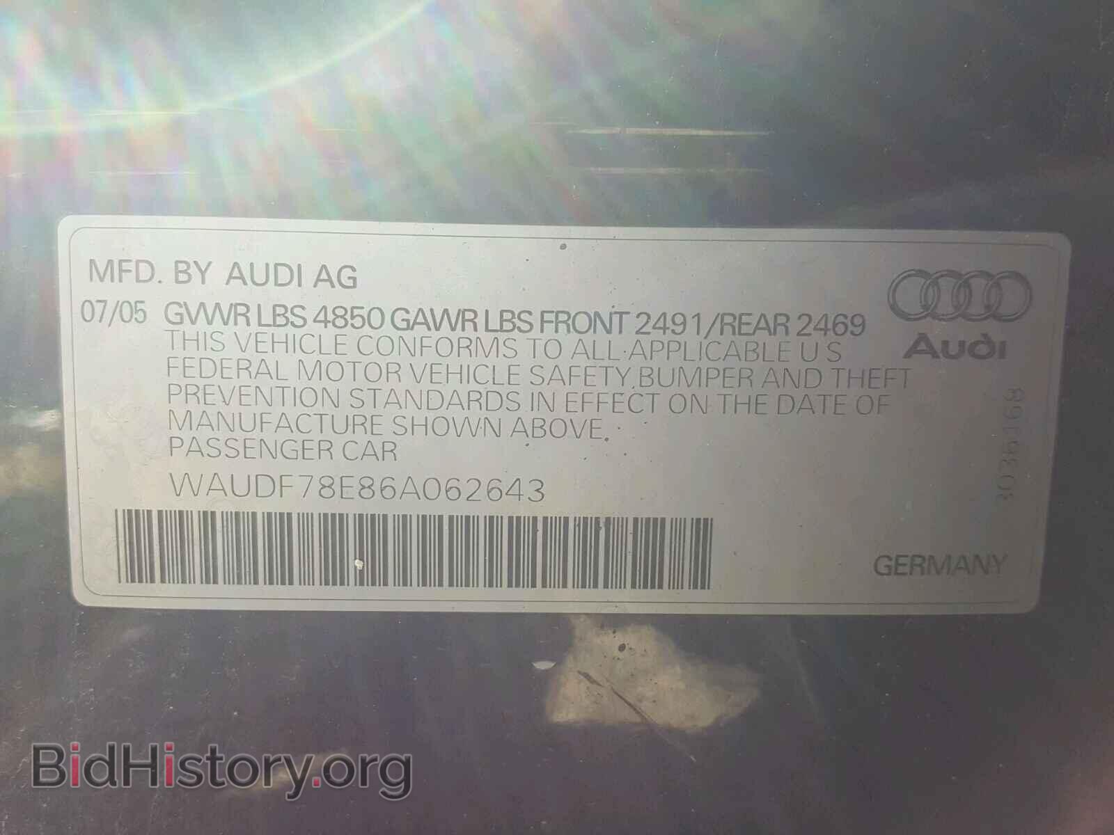 2006 AUDI A4 - VIN: WAUDF78E86A062643 - Photo 10