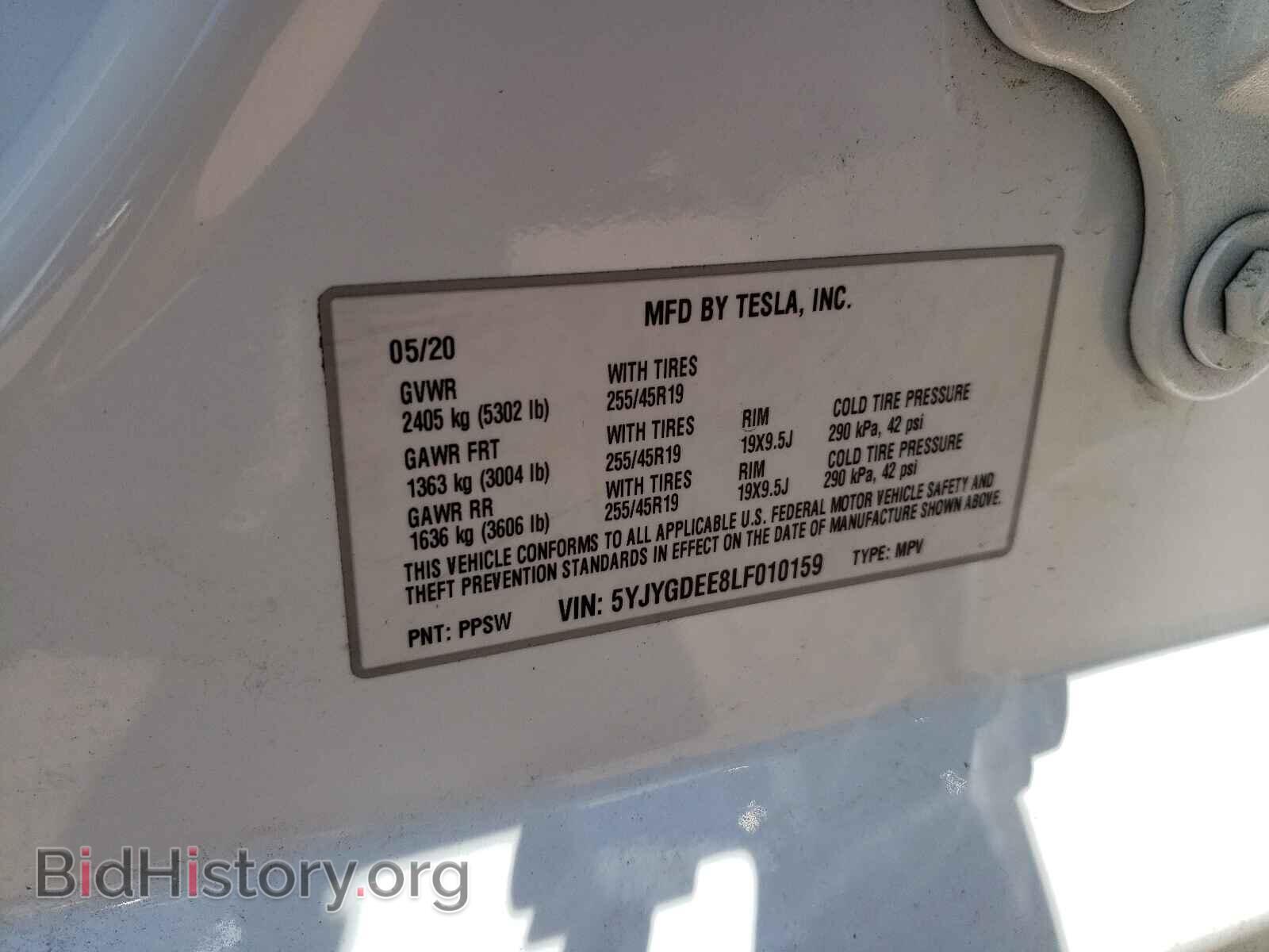2020 TESLA MODEL Y - VIN: 5YJYGDEE8LF010159 - Фото 10