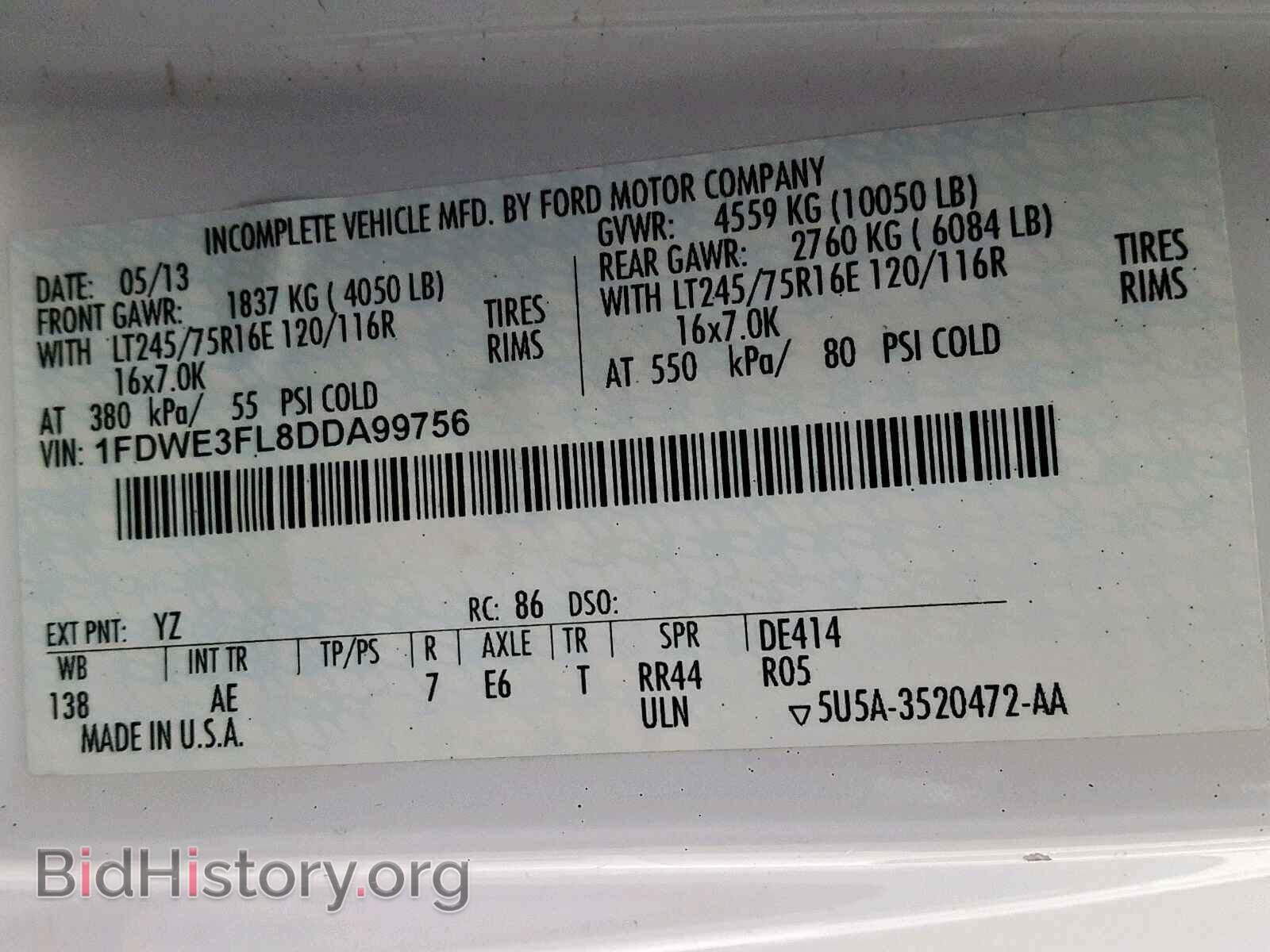 2013 FORD ECONOLINE - VIN: 1FDWE3FL8DDA99756 - Фото 10