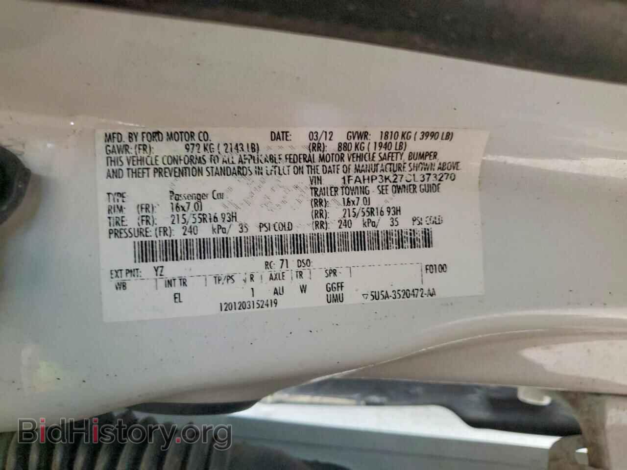 2012 FORD FOCUS - VIN: 1FAHP3K27CL373270 - Photo 12