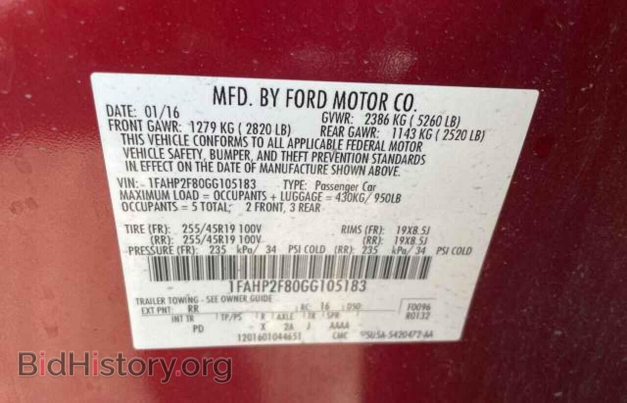 2016 FORD TAURUS - VIN: 1FAHP2F80GG105183 - Фото 10