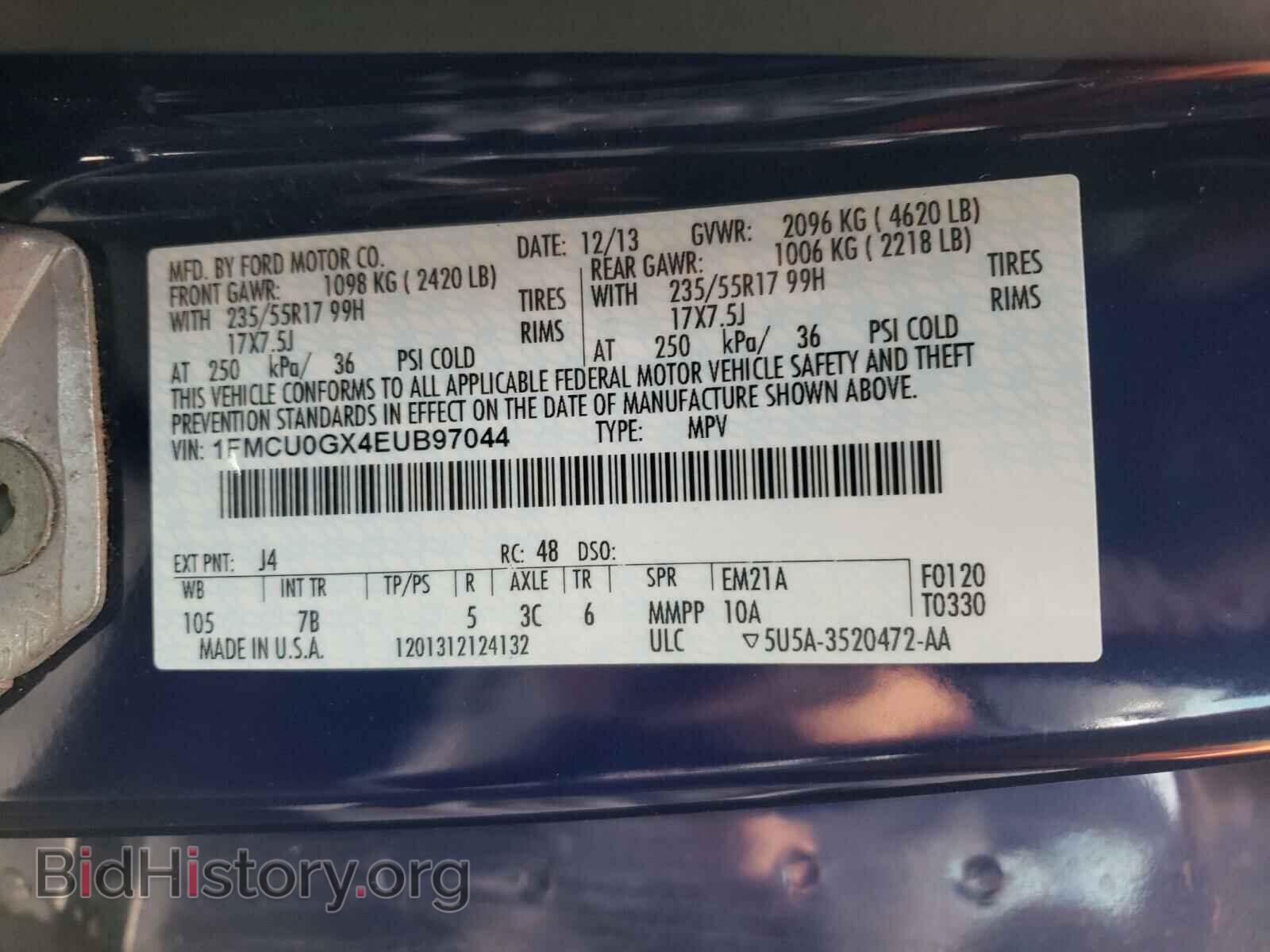 2014 FORD ESCAPE - VIN: 1FMCU0GX4EUB97044 - Photo 10