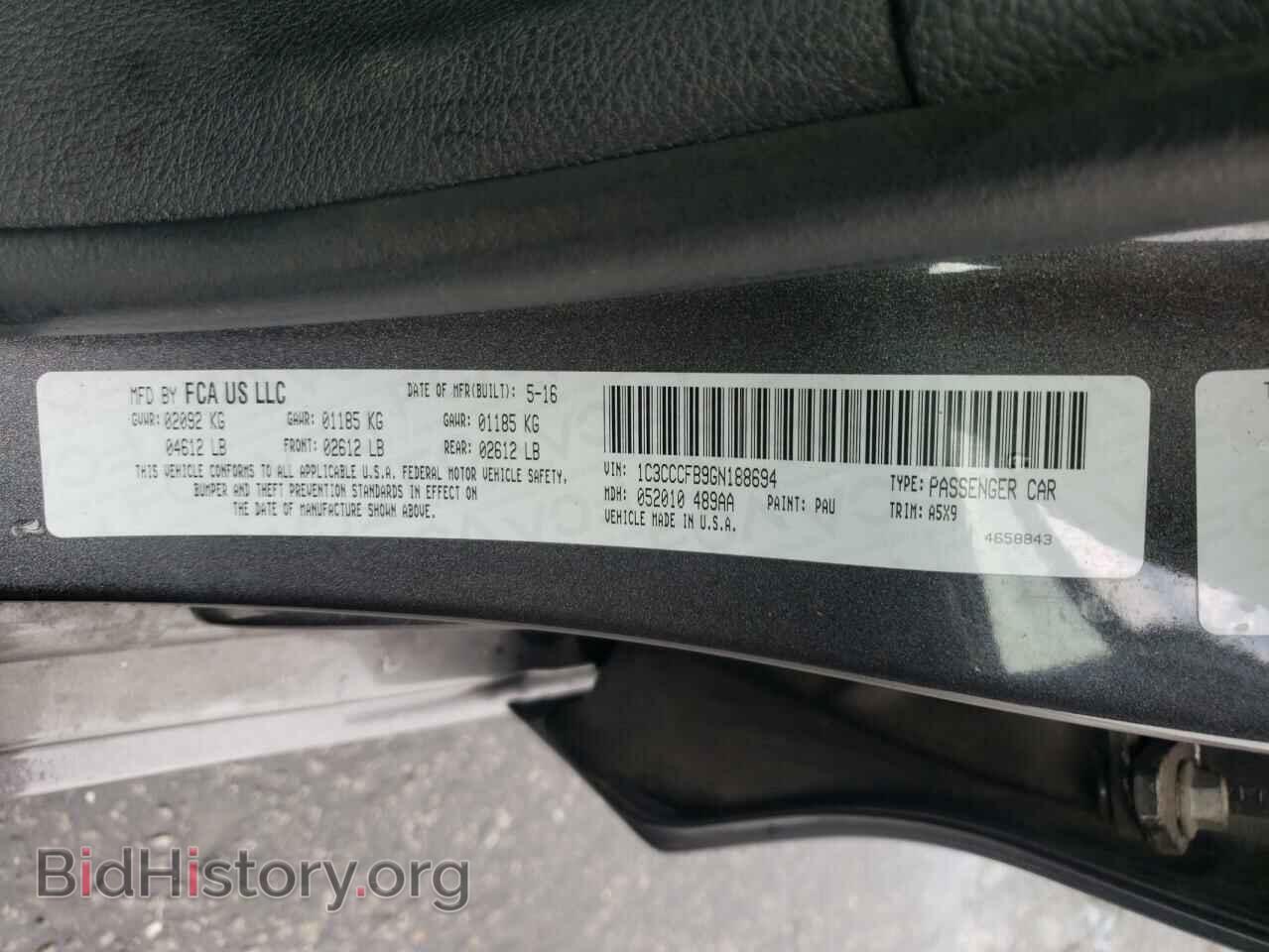 2016 CHRYSLER 200 - VIN: 1C3CCCFB9GN188694 - Фото 10