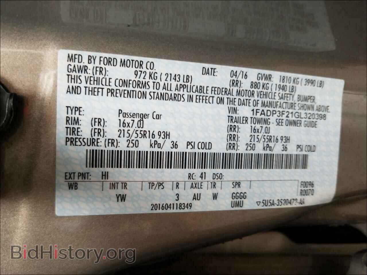 2016 FORD FOCUS - VIN: 1FADP3F21GL320398 - Фото 10