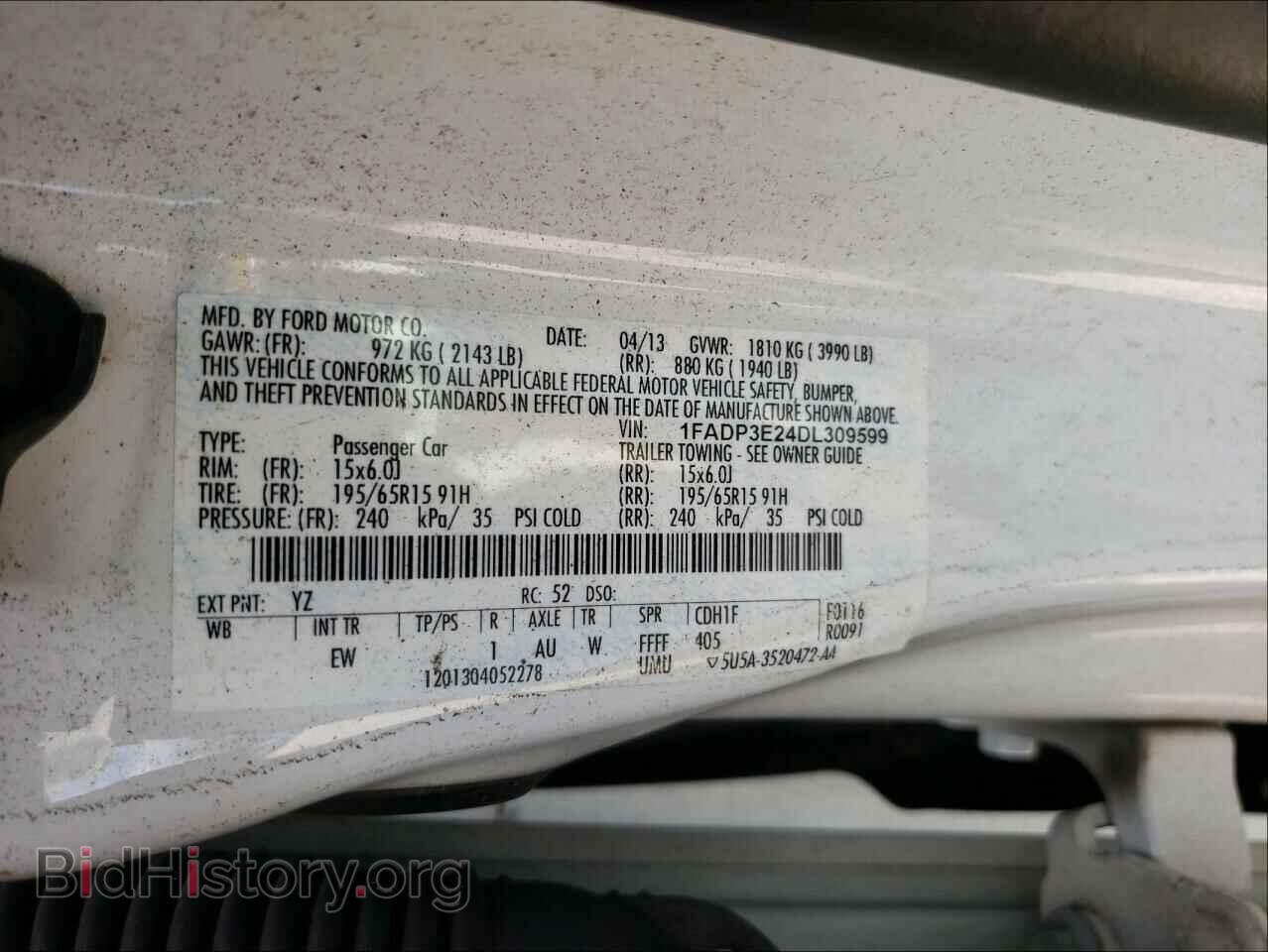 2013 FORD FOCUS - VIN: 1FADP3E24DL309599 - Фото 10