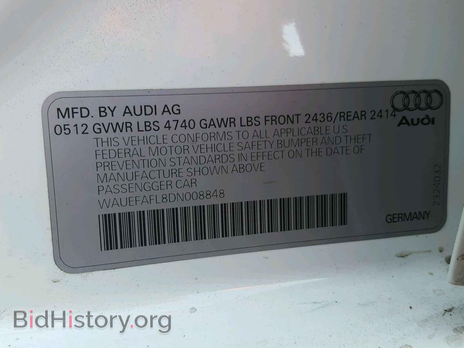 2013 AUDI A4 - VIN: WAUEFAFL8DN008848 - Photo 10