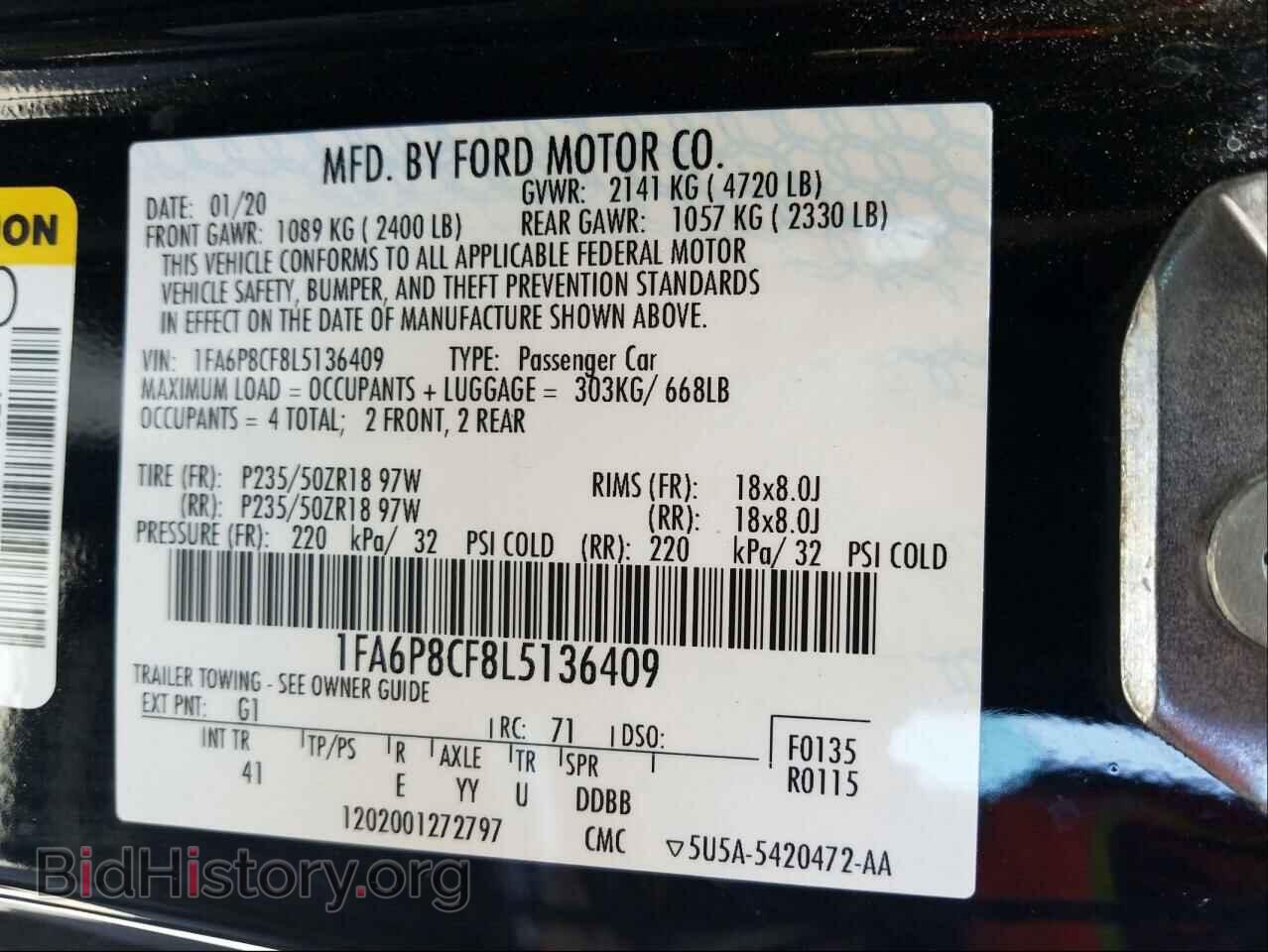 2020 FORD MUSTANG - VIN: 1FA6P8CF8L5136409 - Фото 10