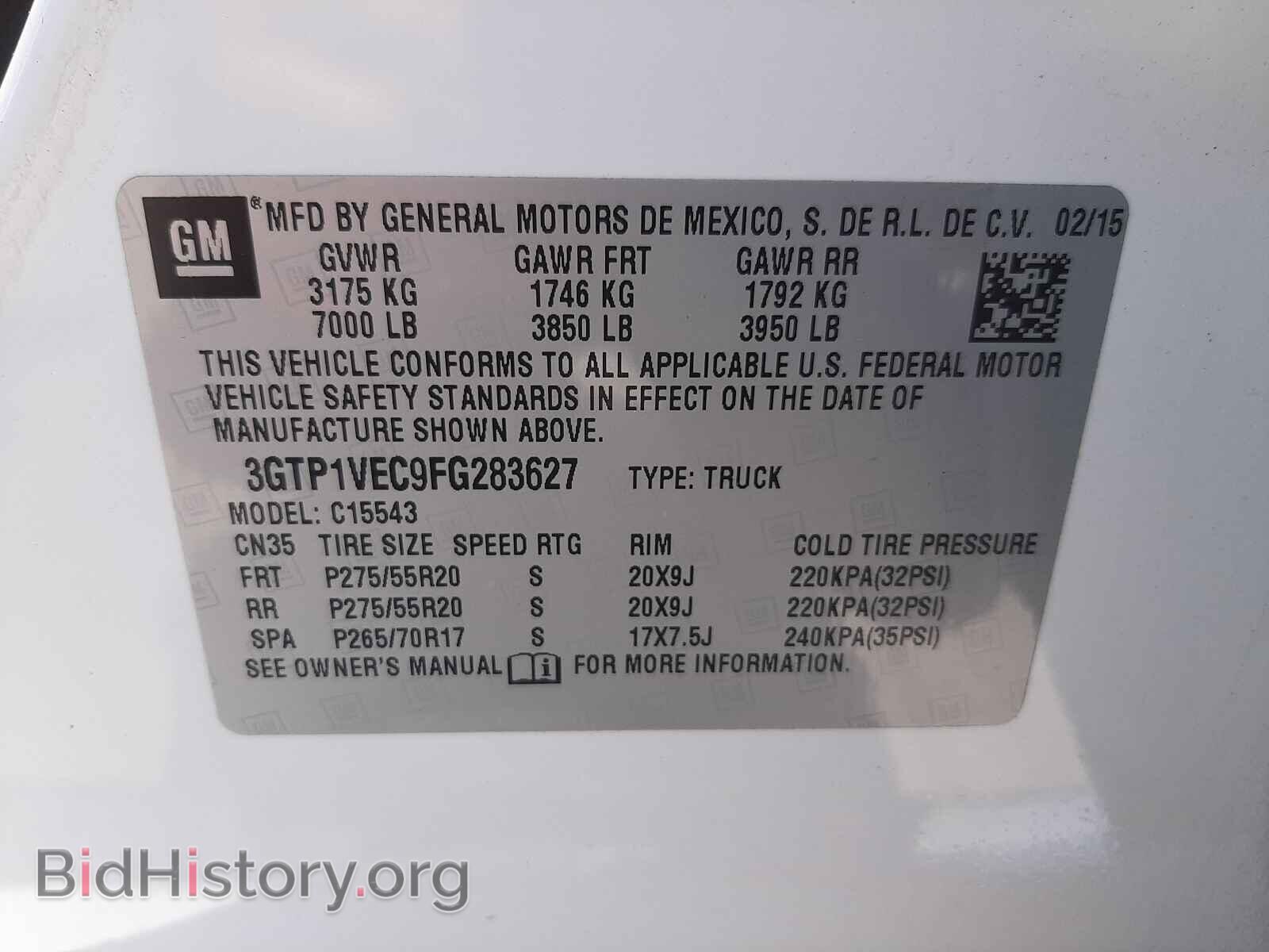 2015 GMC SIERRA - VIN: 3GTP1VEC9FG283627 - Photo 10
